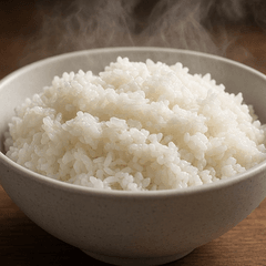 Semangkuk nasi putih pulen yang masih mengepul